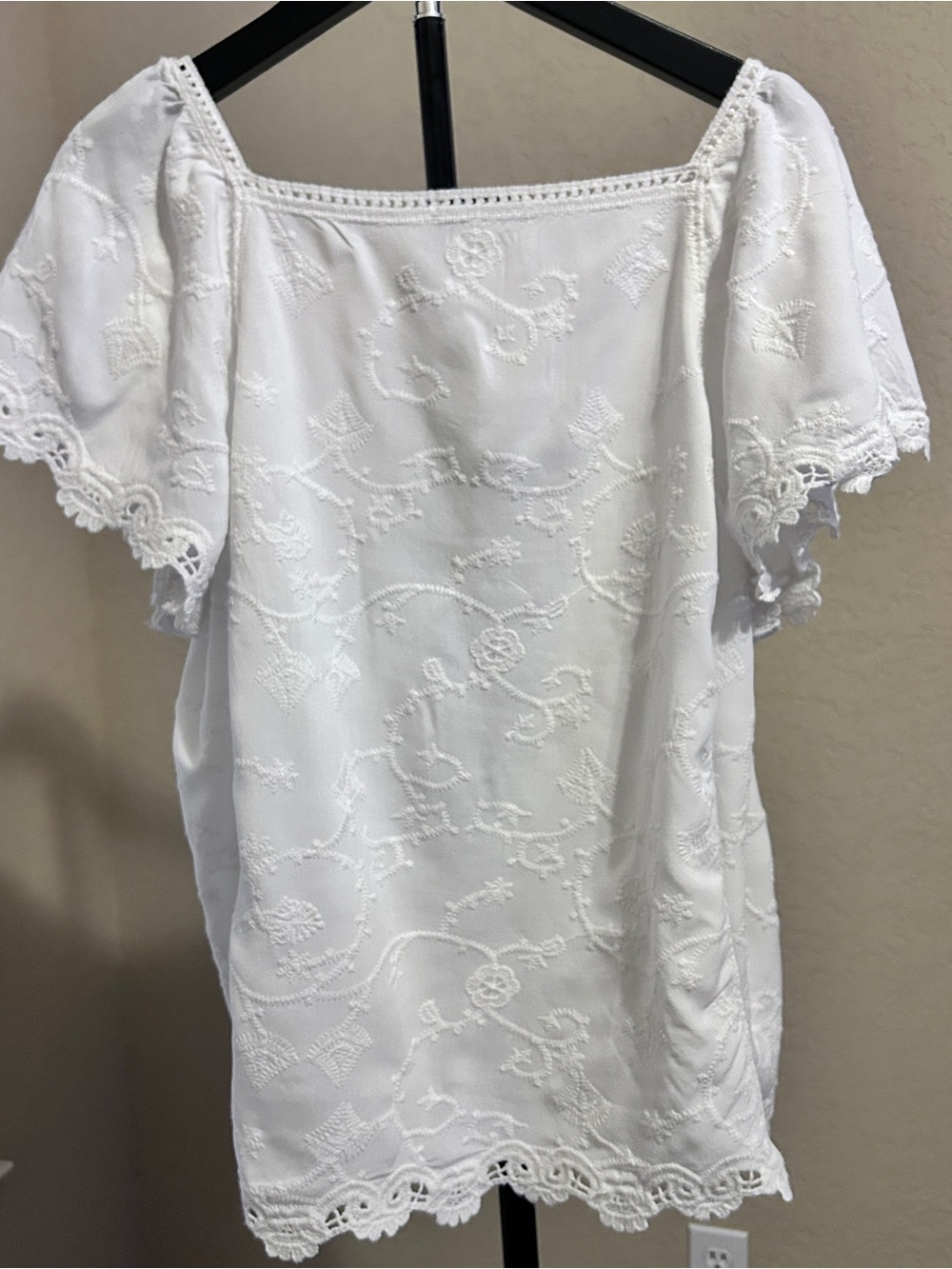 Democracy Boho White Embroidered Square-Neck Top - Picture 8 of 8